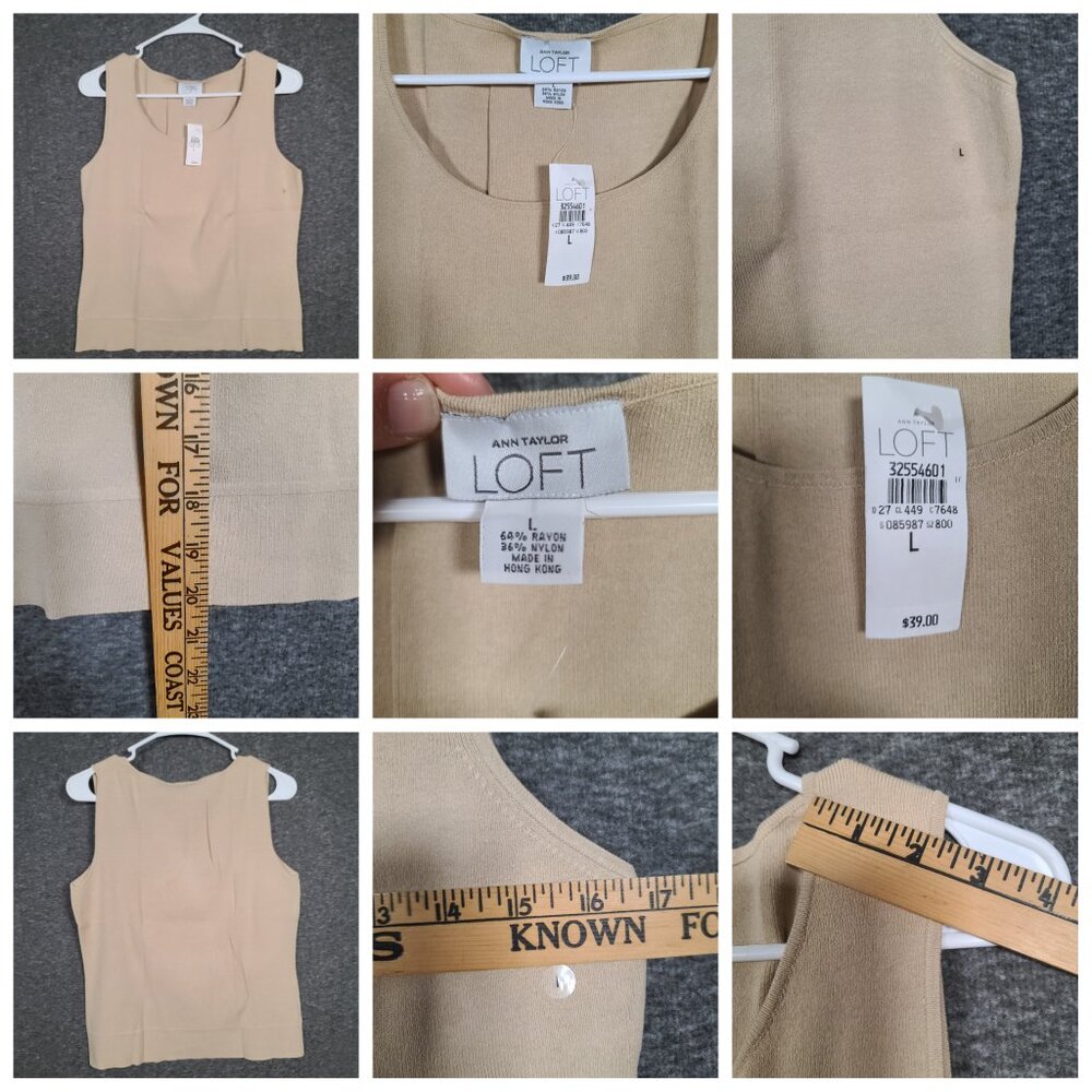 NWT Ann Taylor Loft Lot of 2 Women's Large Sleeveless Tank Tops Tan and Pink - Picture 3 of 3
